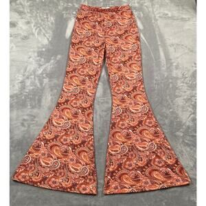 Natural Life Pants Medium Bell Bottom Knit Paisley Boho Hippie Lightweight